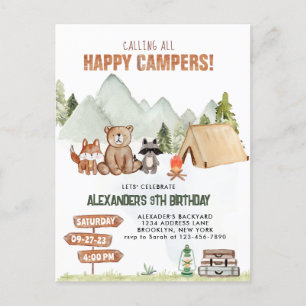 Modern Woodland Happy Camper Camping Kinderen Verj Briefkaart