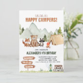 Modern Woodland Happy Camper Camping Kinderen Verj Kaart (Staand voorkant)