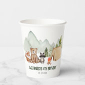 Modern Woodland Happy Camper Camping Kinderen Verj Papieren Bekers (Achterkant)
