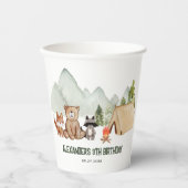 Modern Woodland Happy Camper Camping Kinderen Verj Papieren Bekers (Voorkant)