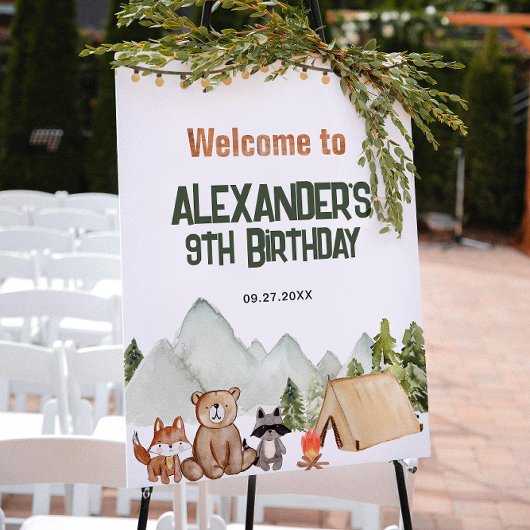 Modern Woodland Happy Camper Camping Kinderen Verj Poster