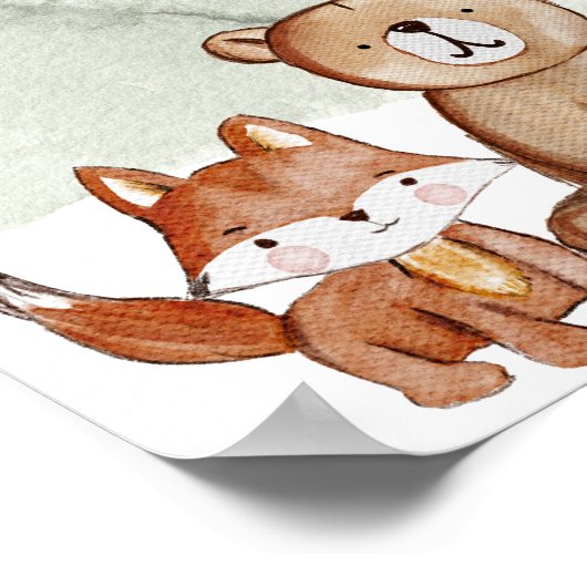 Modern Woodland Happy Camper Camping Kinderen Verj Poster (Hoek)