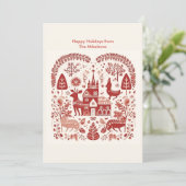 Modern Woodland Scandinavische Kerstmis Feestdagenkaart (Staand voorkant)