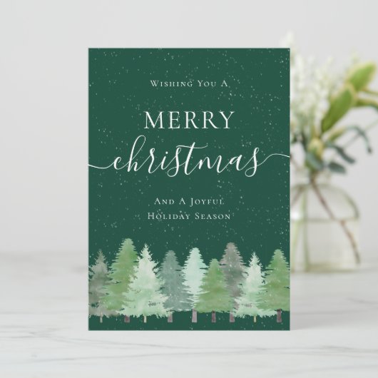 Modern Woodland Snow Business Logo Kerstmis Feestdagenkaart (Staand voorkant)