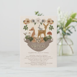 Modern Woodland Virtual Baby shower Invitation Kaart