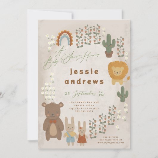 Modern Woodlands Unisex Baby shower Kaart (Voorkant)