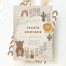 Modern Woodlands Unisex Baby shower Kaart
