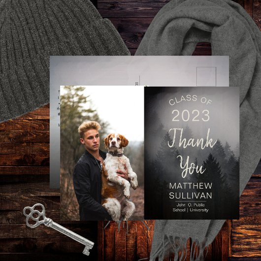 Modern Woodsy Rustic | Foto bedankt Briefkaart