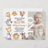 Modern Woord Safari Dieren Wild Een 1e Verjaardag Kaart (Voorkant)