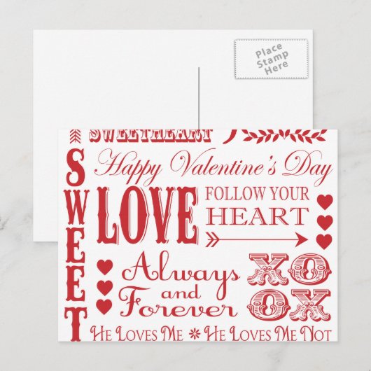 Modern  woord Valentijn Liefde collage Feestdagenkaart (Voorkant / Achterkant)