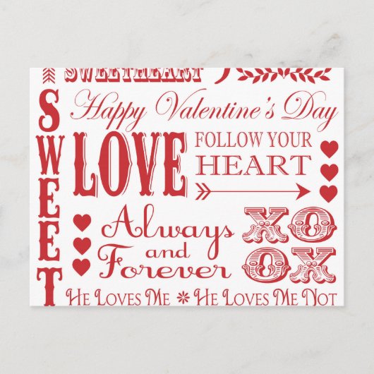 Modern  woord Valentijn Liefde collage Feestdagenkaart (Voorkant)