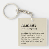 Modern Woordenboek Namaste Yoga Neutraal Beige Sleutelhanger (Voorkant)