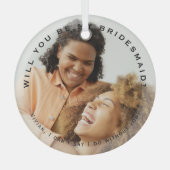 Modern 'Word jij mijn bruidsmeisje? Foto Glas Ornament (Voorkant)
