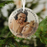 Modern 'Word jij mijn bruidsmeisje? Foto Glas Ornament<br><div class="desc">Vraag je beste bruidsmeisjes om een bruidsmeisje te zijn op je bruiloft met dit eenvoudige, moderne foto-aandenken ornament. Kan worden gewijzigd voor Maid of Honor, Bloemenmeisje etc. Het perfecte huwelijksaanzoek ornament dat je meisjes zal laten glimlachen en hen achterlaten met een aandenken waar ze nog vele jaren van zullen genieten!...</div>