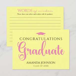 Modern Words of Wisdom Geel Zacht Roze Afstuderen Informatiekaartje