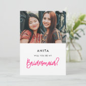 Modern Wordt jij mijn bruidsmeisje fotokaart? Kaart (Staand voorkant)