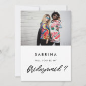 Modern Wordt jij mijn bruidsmeisje fotokaart? Kaart (Voorkant)