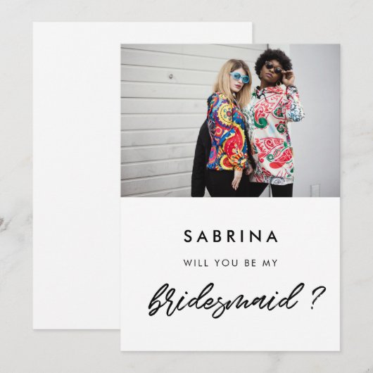 Modern Wordt jij mijn bruidsmeisje fotokaart? Kaart (Voorkant / Achterkant)