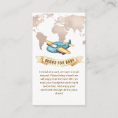 Modern World Map Airplane Books For Baby Shower  Informatiekaartje (Voorkant)