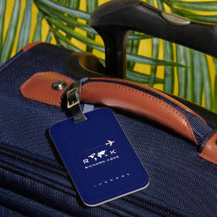 Modern World Travel Blue Bagagelabel met naam