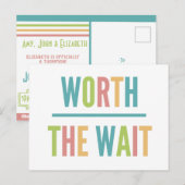 Modern Worth the Wait - Adoptie, New Baby Aankondigingskaart (Voorkant / Achterkant)