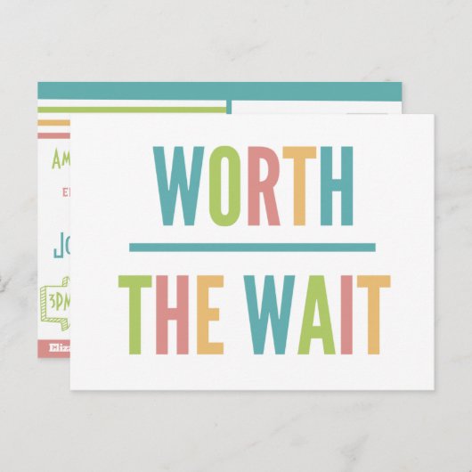 Modern Worth the Wait - Adoptie, New Baby Aankondigingskaart (Voorkant / Achterkant)