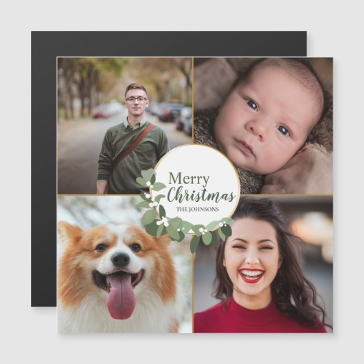 Modern Wreate Photo Holiday Green Merry Kerstmis (Voorkant / Achterkant)