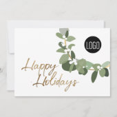 Modern Wreater Uw Logo goud Prettige feestdagen Feestdagenkaart (Voorkant)