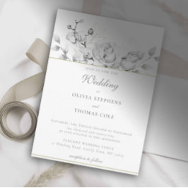 Modern Wreath Black White Wedding Invitation Kaart