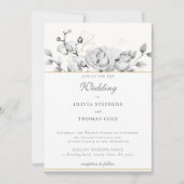 Modern Wreath Black White Wedding Invitation Kaart (Voorkant)