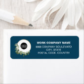 Modern Wreath Blue Company logo Christmas Etiket (Insitu)