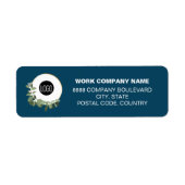 Modern Wreath Blue Company logo Christmas Etiket (Voorkant)