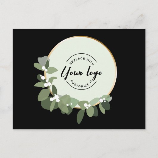 Modern Wreath Custom Logo business dank u Feestdagenkaart (Voorkant)