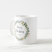 Modern Wreath en script | Vrolijk kerstfeest Koffiemok (Voorkant links)