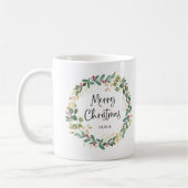 Modern Wreath en script | Vrolijk kerstfeest Koffiemok (Links)