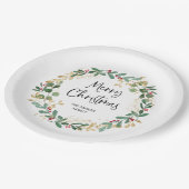 Modern Wreath en script | Vrolijk kerstfeest Papieren Bordje (Gekanteld)