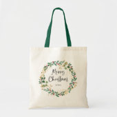 Modern Wreath en script | Vrolijk kerstfeest Tote Bag (Voorkant)