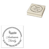 Modern Wreath familienaam Leaf Rubberstempel (Gestempeld)