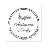 Modern Wreath familienaam Leaf Zelfinktende Stempel (Design)