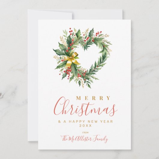 Modern Wreath Heart-Shape Merry Christmas Photo (Voorkant)