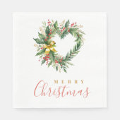 Modern Wreath Heart-Shape Merry Christmas Script Servet (Voorkant)