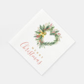 Modern Wreath Heart-Shape Merry Christmas Script Servet (Hoek)