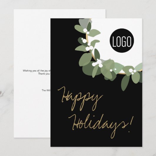 Modern Wreath Logo niet-denominationaal Happy Feestdagenkaart (Voorkant / Achterkant)