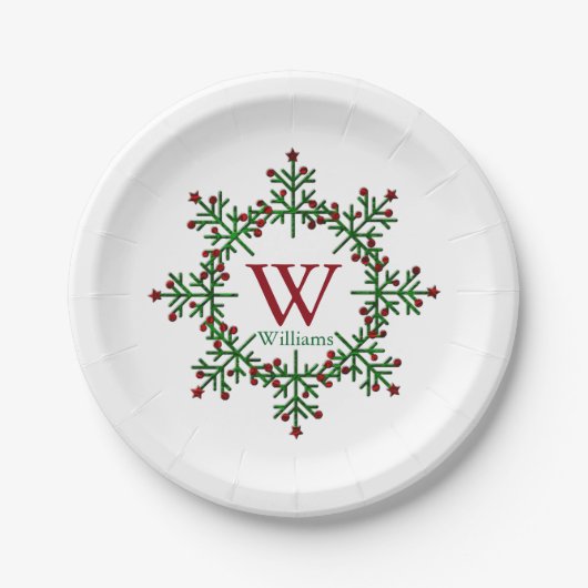 Modern Wreath Monogram Papieren Bordje (Voorkant)