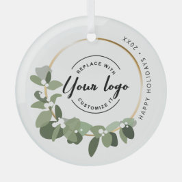 Modern Wreath Prettige feestdagen Custom Logo Orna Glas Ornament
