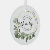 Modern Wreath Prettige feestdagen Custom Logo Orna Glas Ornament (Voorkant Rechts)