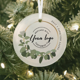 Modern Wreath Prettige feestdagen Custom Logo Orna Glas Ornament