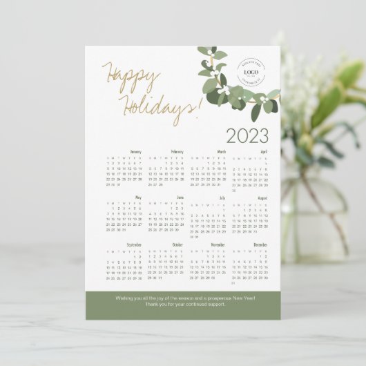 Modern Wreath Uw Logo hier Agenda 2023 Feestdagenkaart (Staand voorkant)