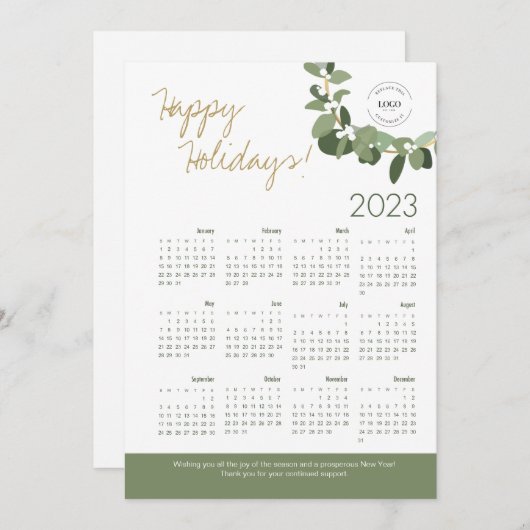 Modern Wreath Uw Logo hier Agenda 2023 Feestdagenkaart (Voorkant / Achterkant)