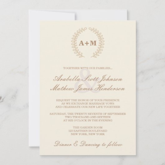 Modern Wreath Wedding Invitation Kaart (Voorkant)